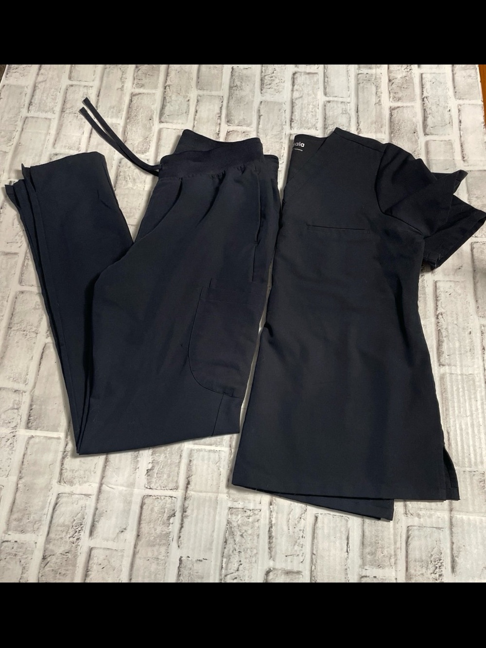 Mandala Midnight Navy Scrub Set Top (small) and Bottom (Small-Tall)